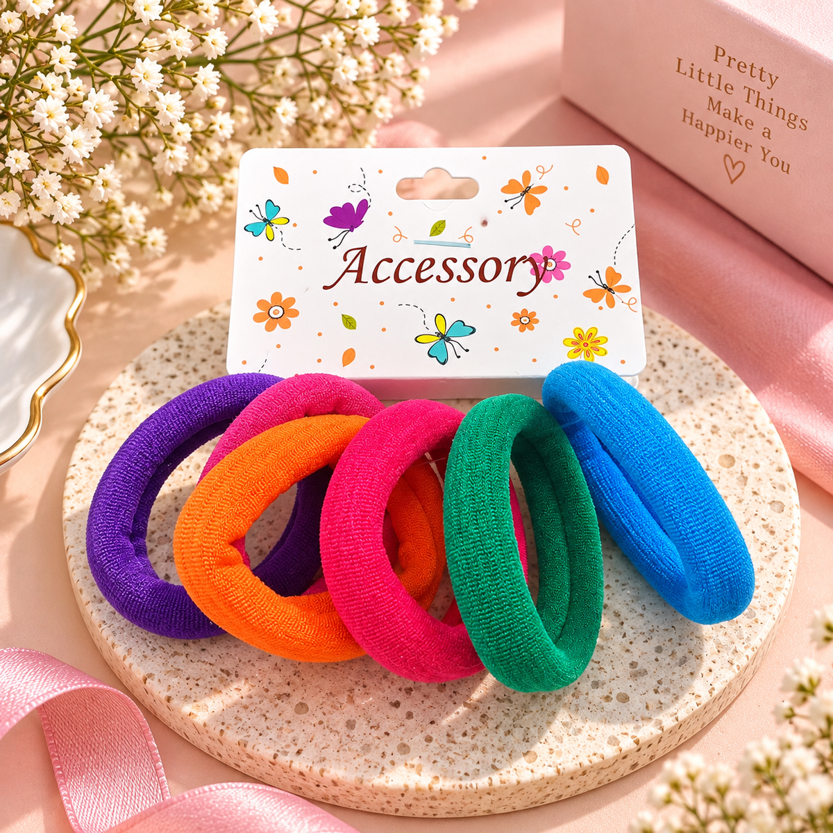 The99Jewel Everyday Hair Rubber Bands Set of 6 in Multicolor for Women & Girls