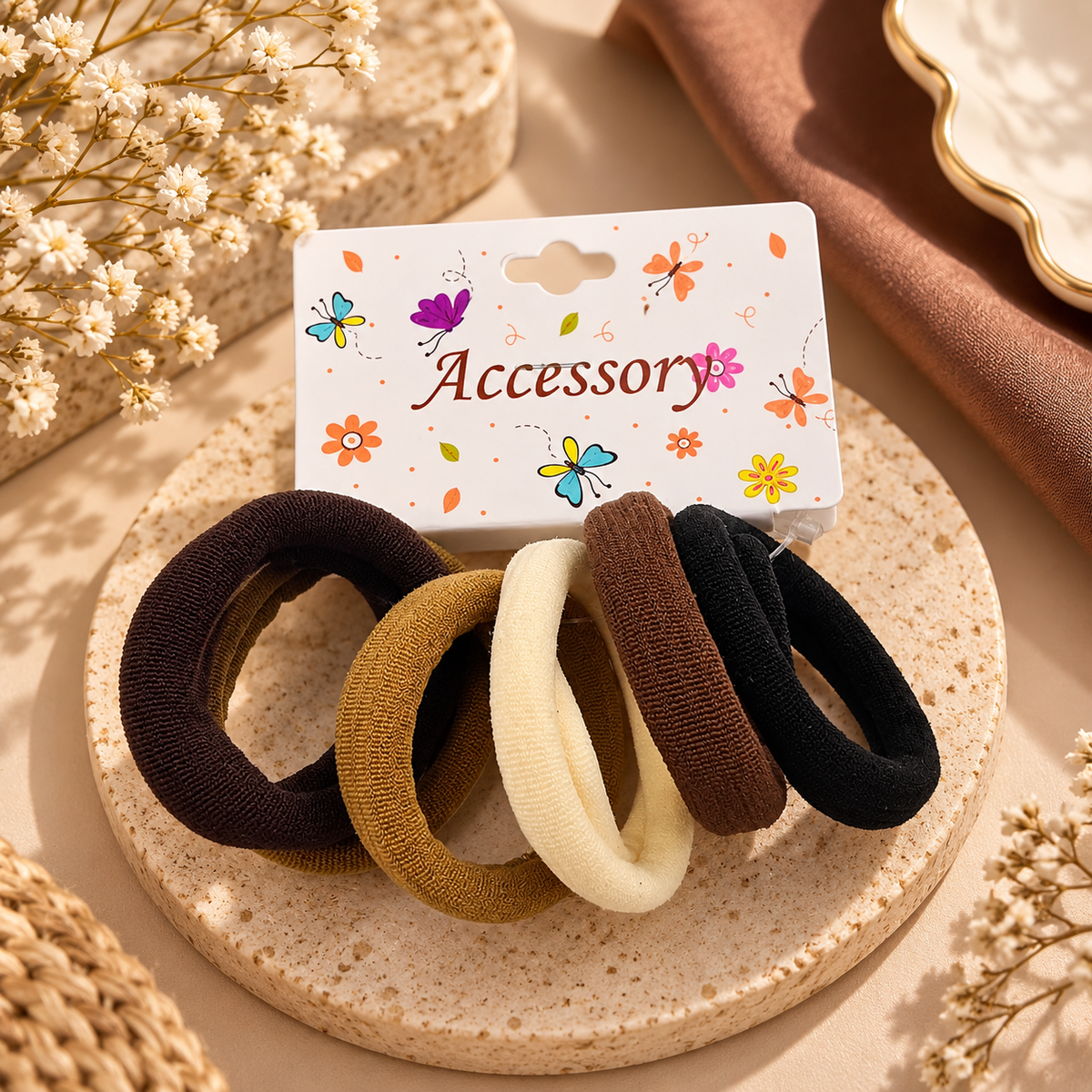 The99Jewel Everyday Hair Rubber Bands Set of 6 in Multicolor for Women & Girls