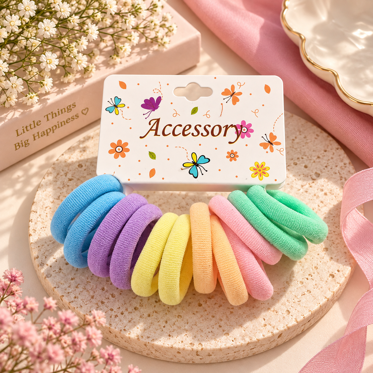 The99Jewel Cute Multicolor Small Hair Rubber Bands Set of 12 for Girls & Women
