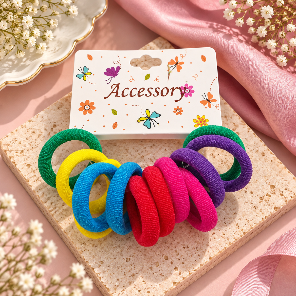 The99Jewel Cute Multicolor Small Hair Rubber Bands Set of 12 for Girls & Women