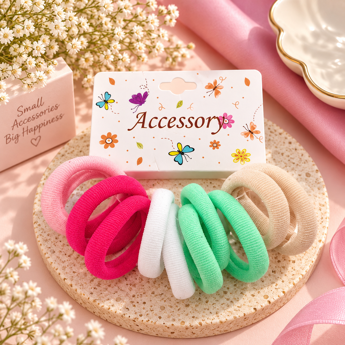 The99Jewel Cute Multicolor Small Hair Rubber Bands Set of 12 for Girls & Women