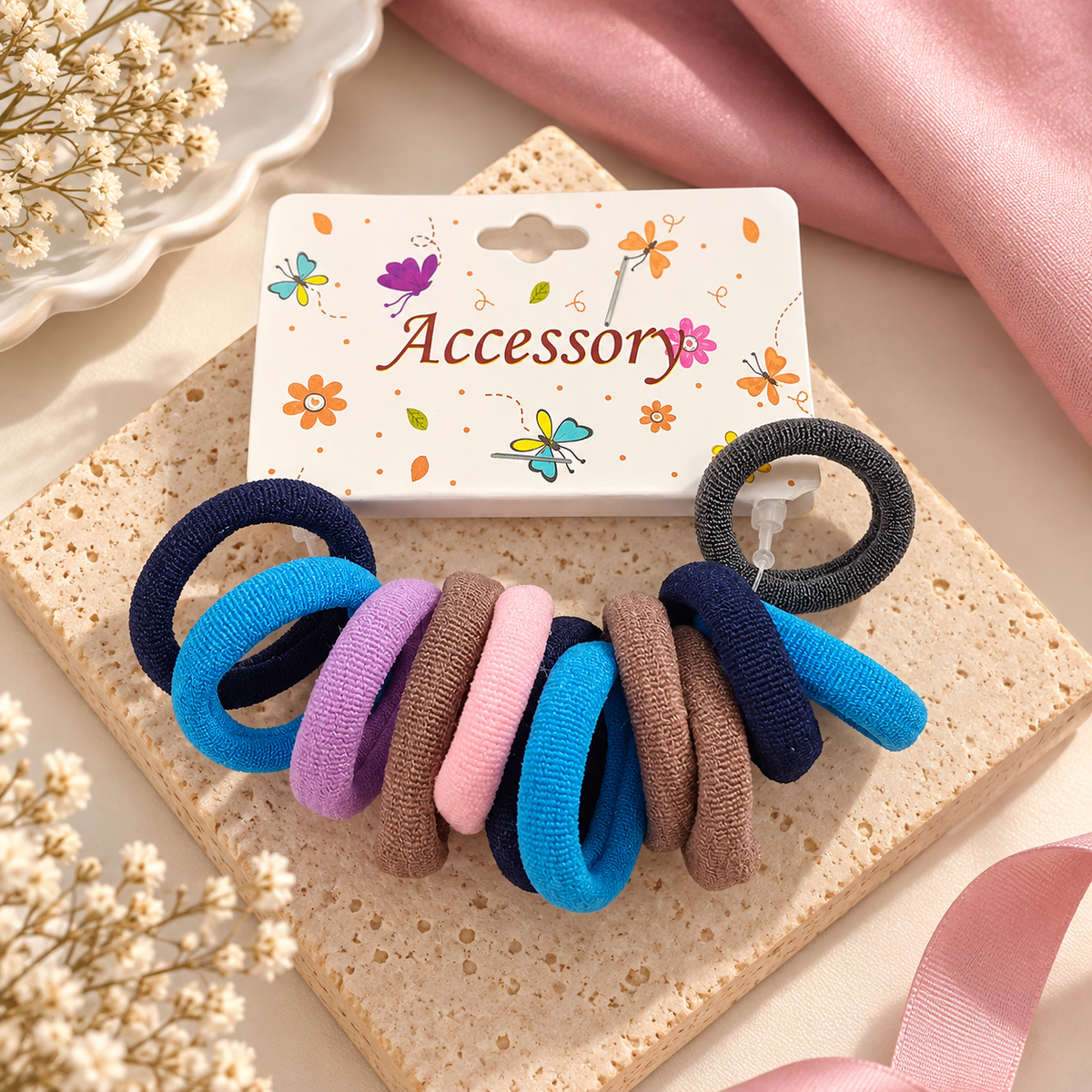 The99Jewel Cute Multicolor Small Hair Rubber Bands Set of 12 for Girls & Women