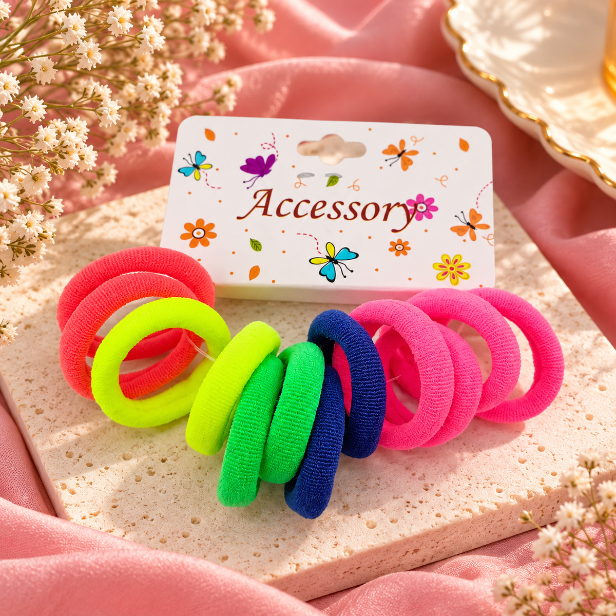 The99Jewel Cute Multicolor Small Hair Rubber Bands Set of 12 for Girls & Women