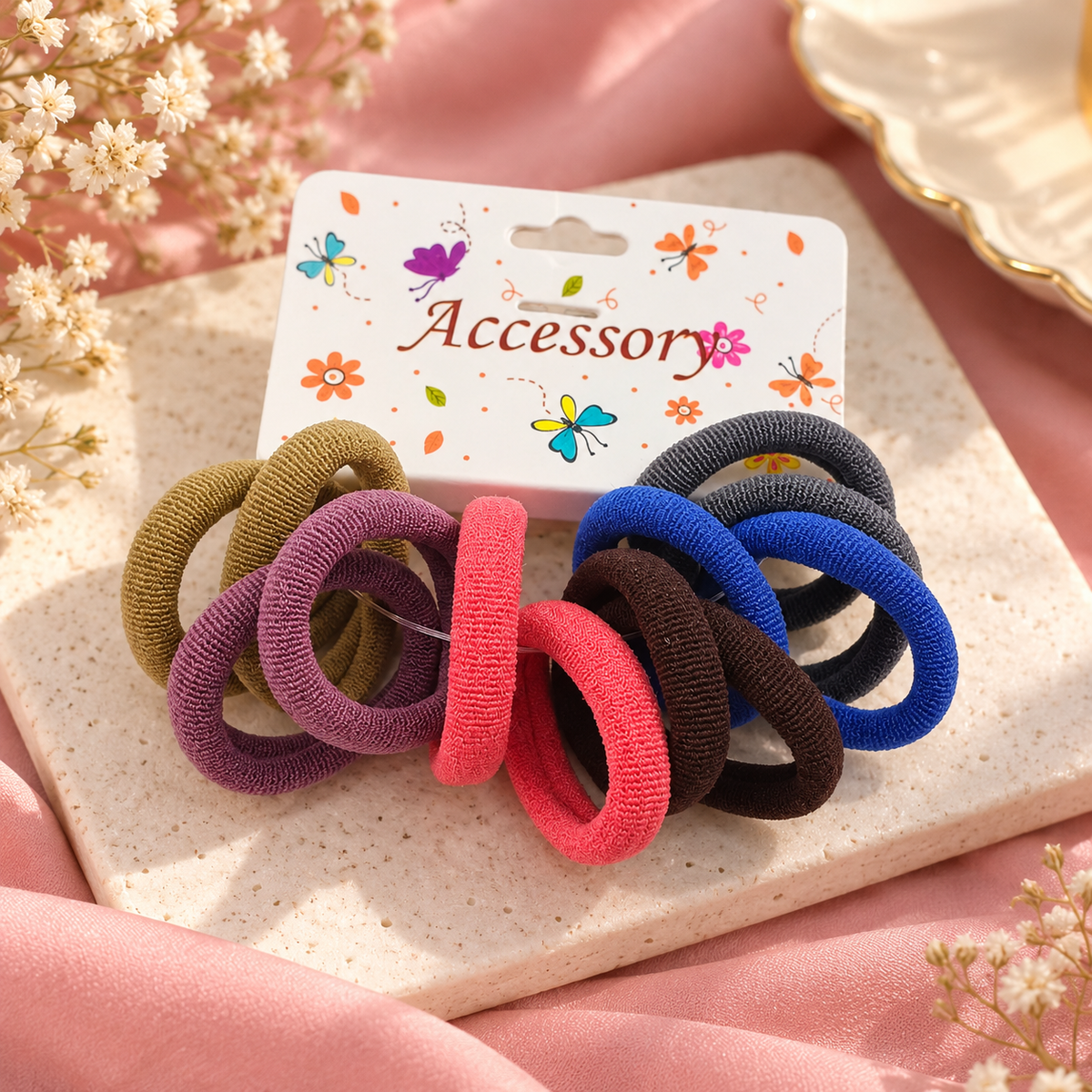 The99Jewel Cute Multicolor Small Hair Rubber Bands Set of 12 for Girls & Women