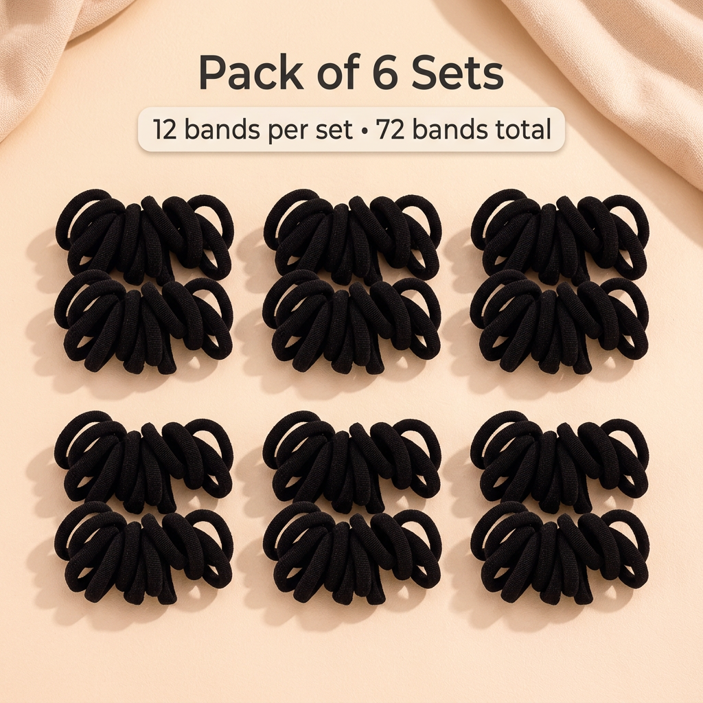 The99Jewel Cute Black Small Hair Rubber Bands Set of 12 for Girls & Women