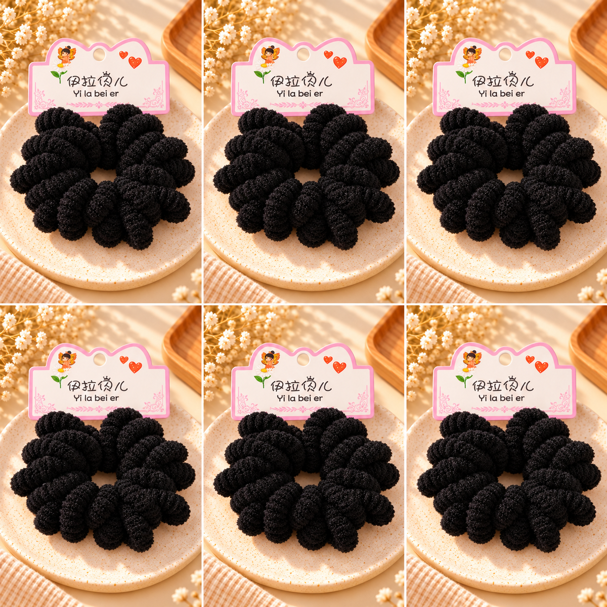 The99Jewel Cute Kids Hair Rubber Bands Set | 12 Pieces Soft Black Mini Hair Ties