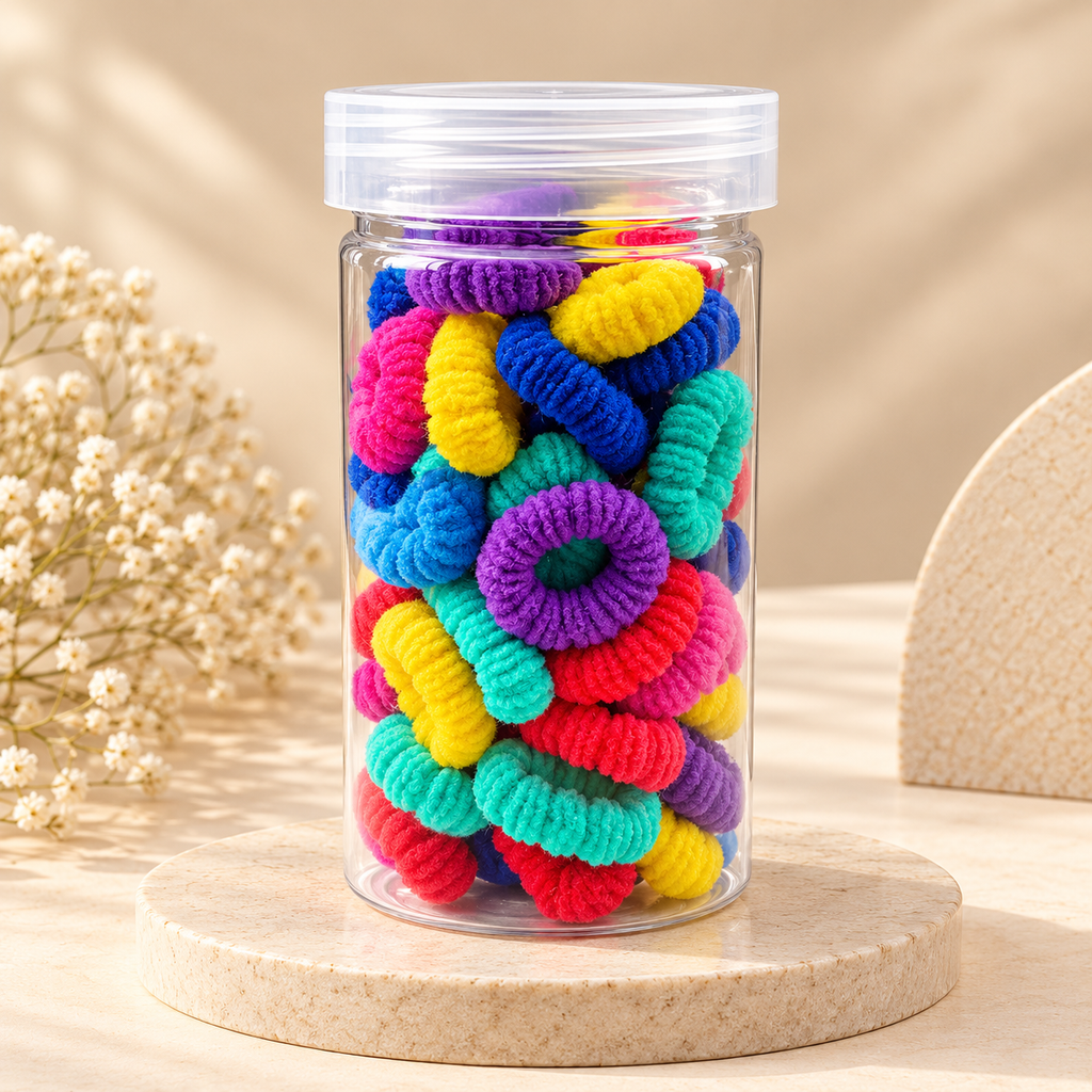 The99Jewel Playful Multicolour Rubber Bands for Kids | Soft Mini Hair Ties ( 50 pieces )