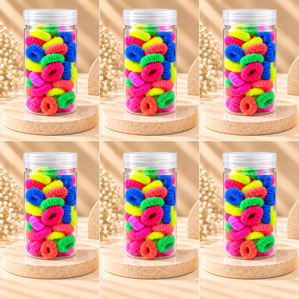 The99Jewel Playful Multicolour Rubber Bands for Kids | Soft Mini Hair Ties ( 50 pieces )