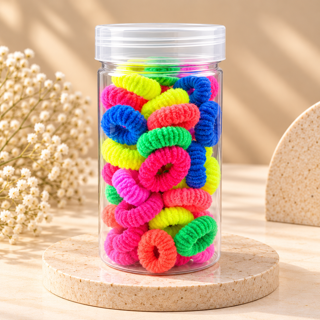 The99Jewel Playful Multicolour Rubber Bands for Kids | Soft Mini Hair Ties ( 50 pieces )