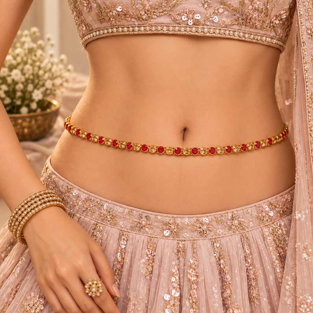 The99Jewel Elegant Austrian Stone Gold Plated Designer Kamarbandh | Ethnic Waist Chain for Women