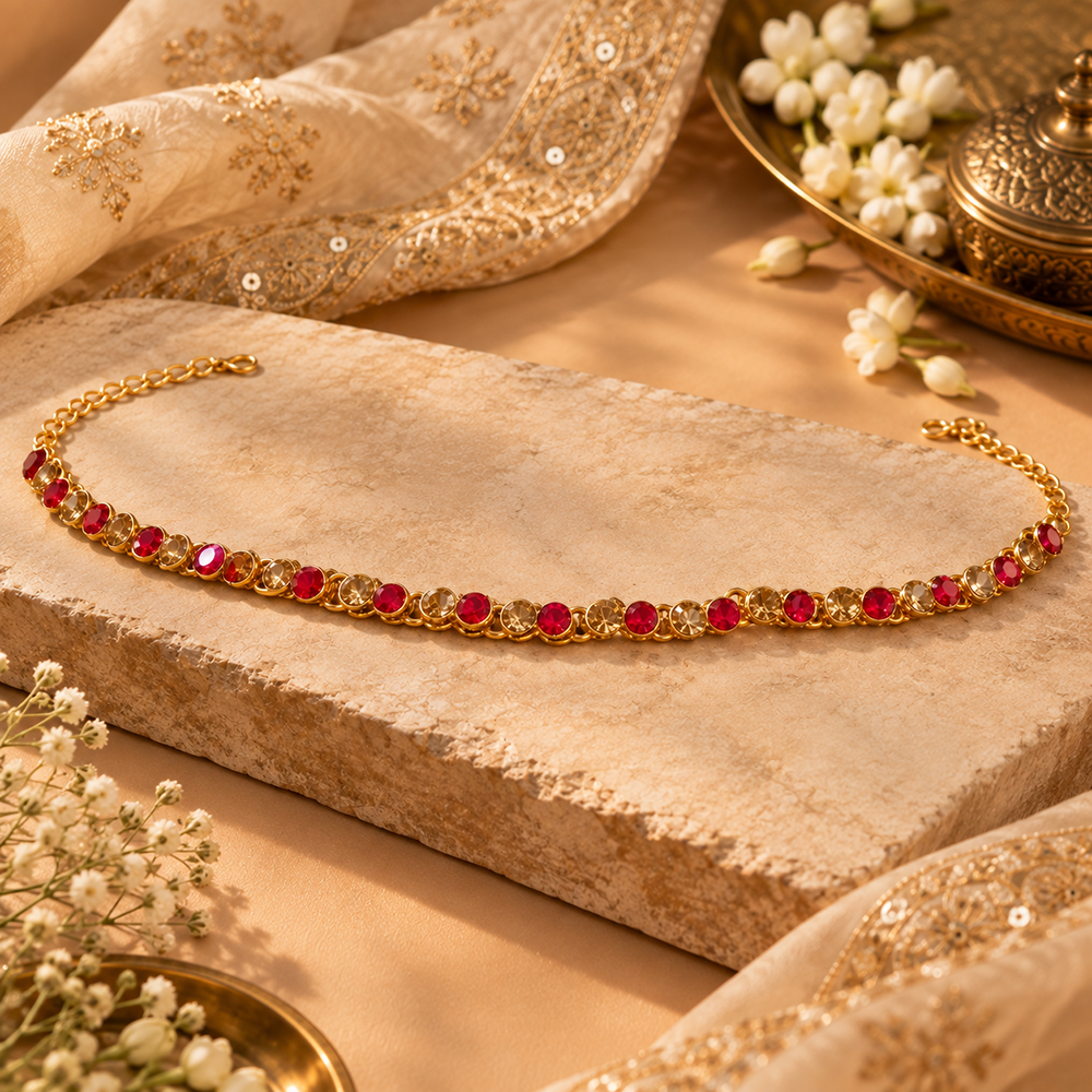 The99Jewel Elegant Austrian Stone Gold Plated Designer Kamarbandh | Ethnic Waist Chain for Women