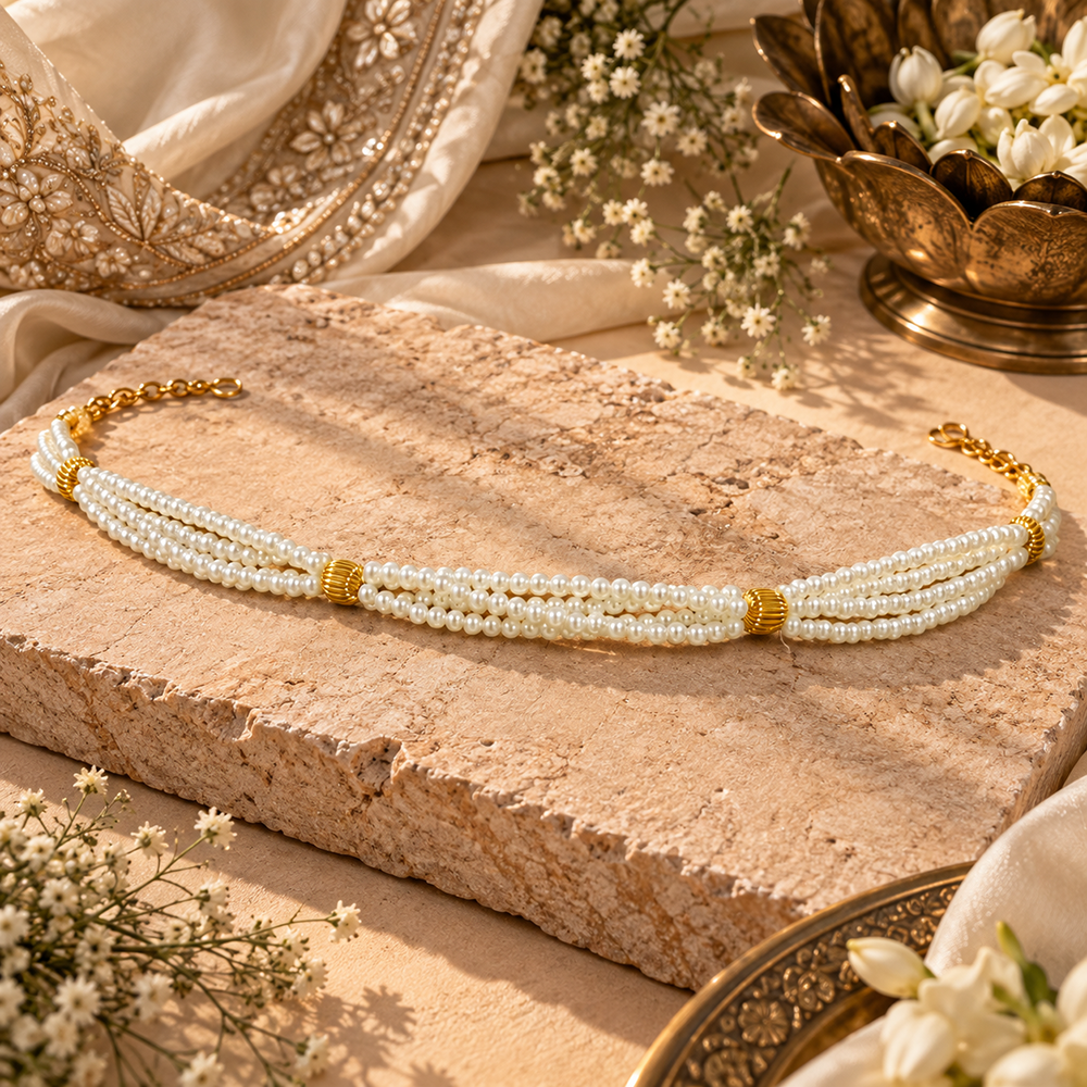 The99Jewel Traditional Pearl Gold Plated Designer Kamarbandh | Ethnic Waist Chain for Women
