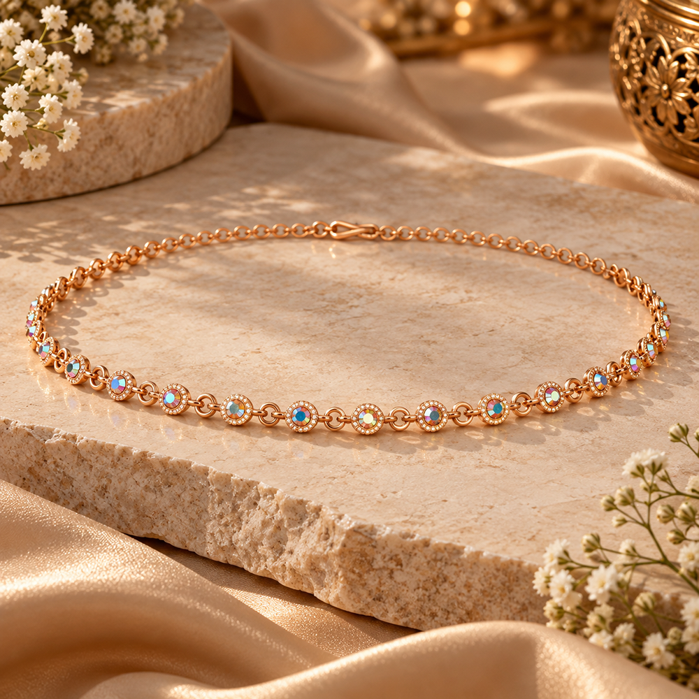 The99Jewel Elegant Austrian Stone Rose Gold Plated Designer Kamarbandh | Ethnic Waist Chain for Women