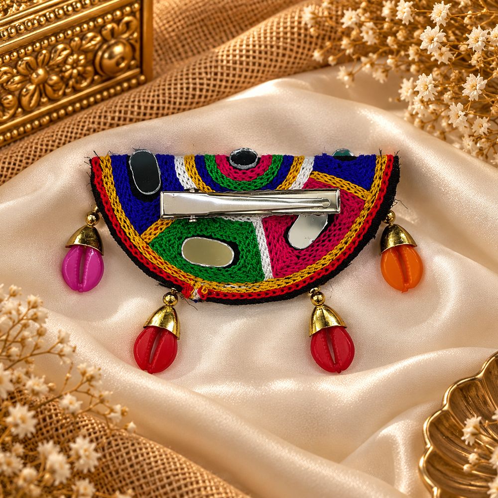 The99Jewel Garba Special Colourful Mirror & Charm Hair Clip for Women