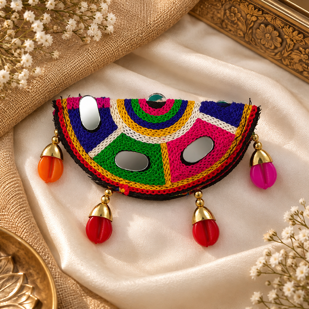 The99Jewel Garba Special Colourful Mirror & Charm Hair Clip for Women