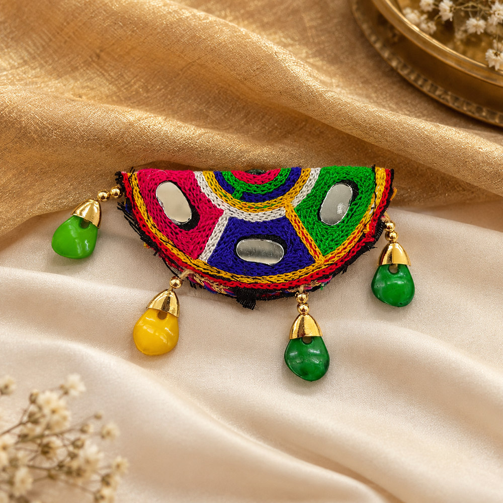 The99Jewel Garba Special Colourful Mirror & Shell Hair Clip for Women
