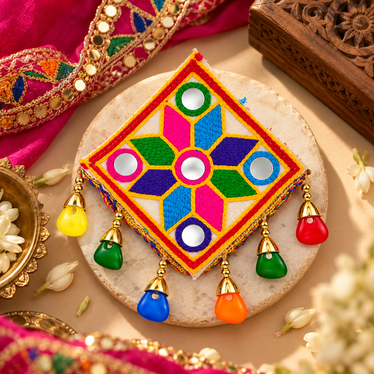 The99Jewel Garba Special Colourful Mirror & Charm Hair Clip for Women