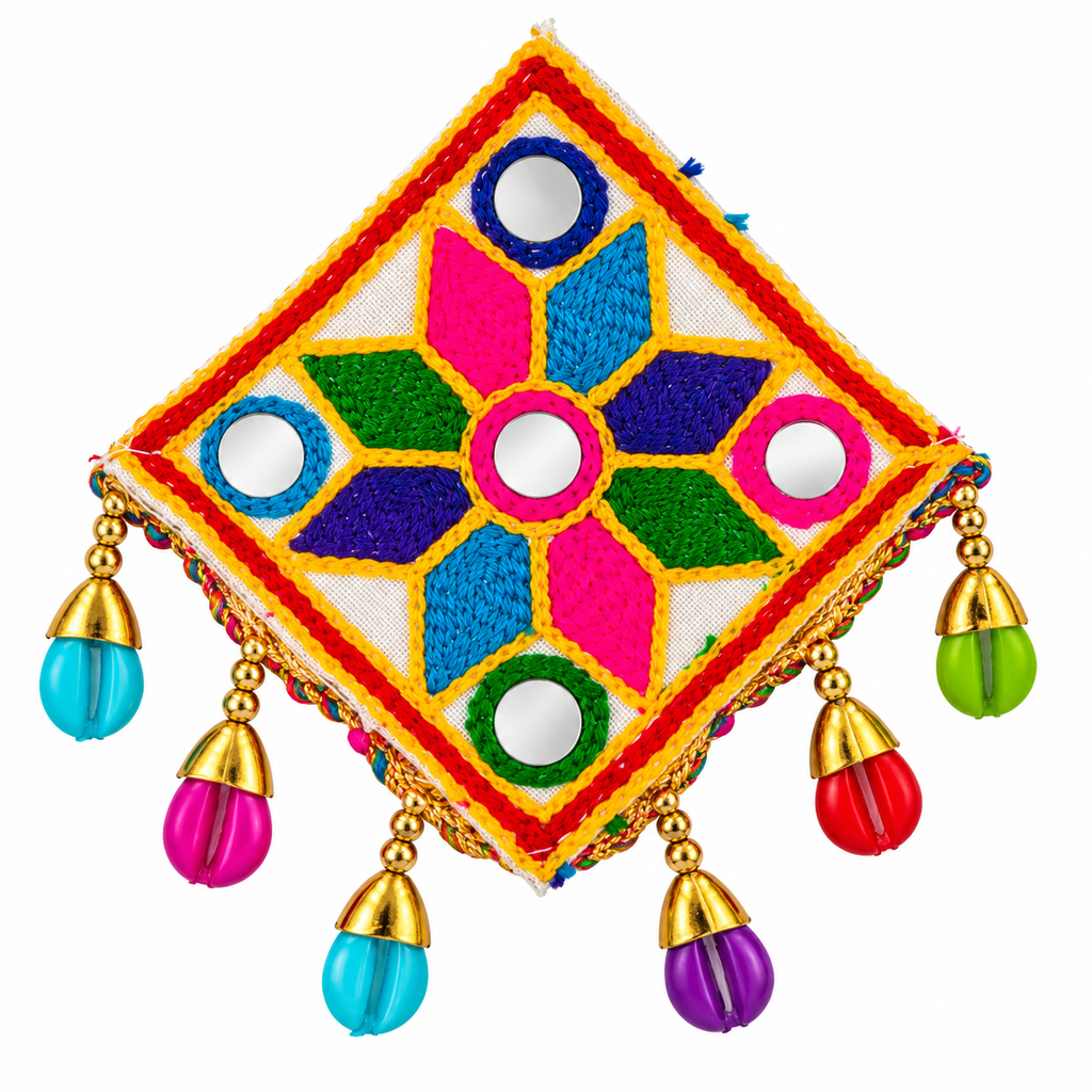 The99Jewel Garba Special Colourful Mirror & Shell Hair Clip for Women