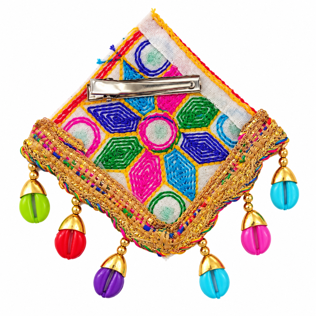 The99Jewel Garba Special Colourful Mirror & Shell Hair Clip for Women