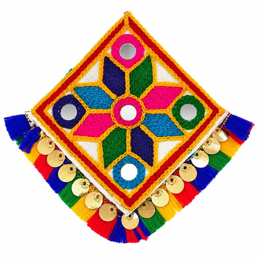The99Jewel Garba Special Colourful Mirror & Colorful Tassel Hair Clip for Women