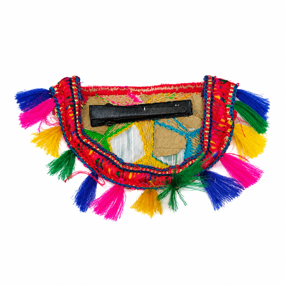 The99Jewel Garba Special Colourful Mirror & Colorful Tassel Hair Clip for Women