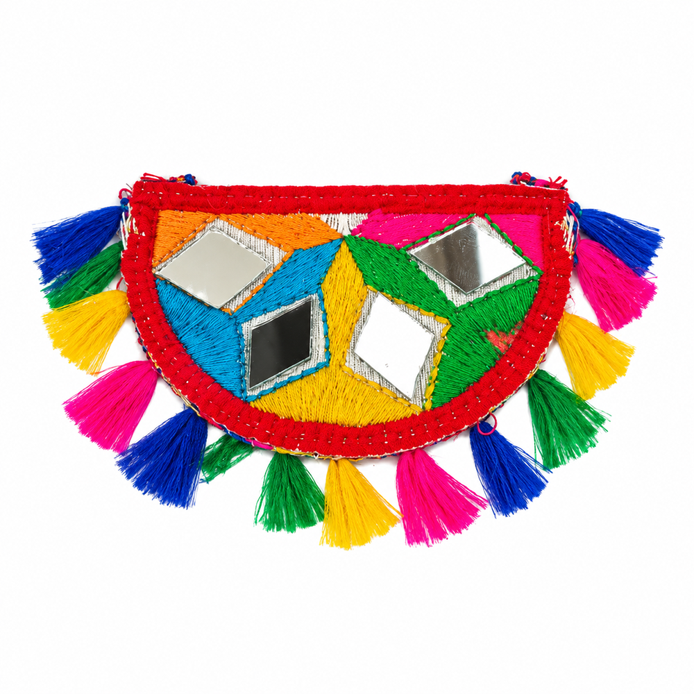 The99Jewel Garba Special Colourful Mirror & Colorful Tassel Hair Clip for Women