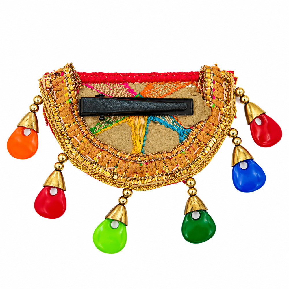 The99Jewel Garba Special Colourful Mirror & Colorful Charms Hair Clip for Women