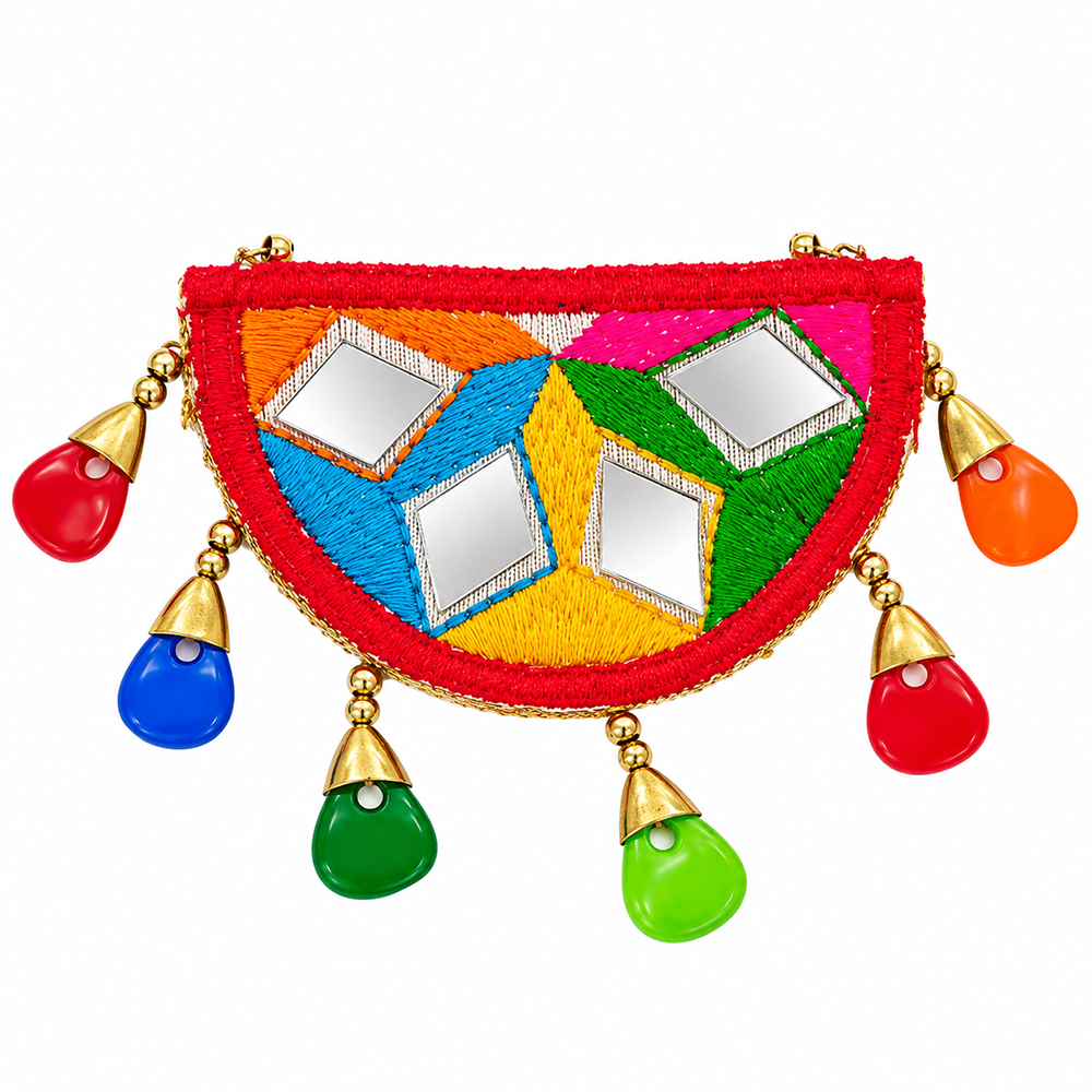 The99Jewel Garba Special Colourful Mirror & Colorful Charms Hair Clip for Women