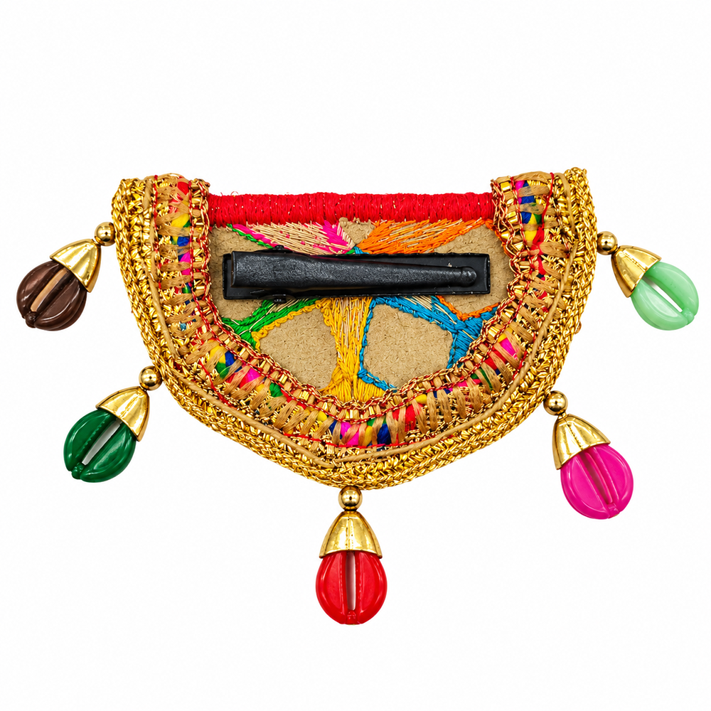 The99Jewel Garba Special Colourful Mirror & Colorful Shell Hair Clip for Women