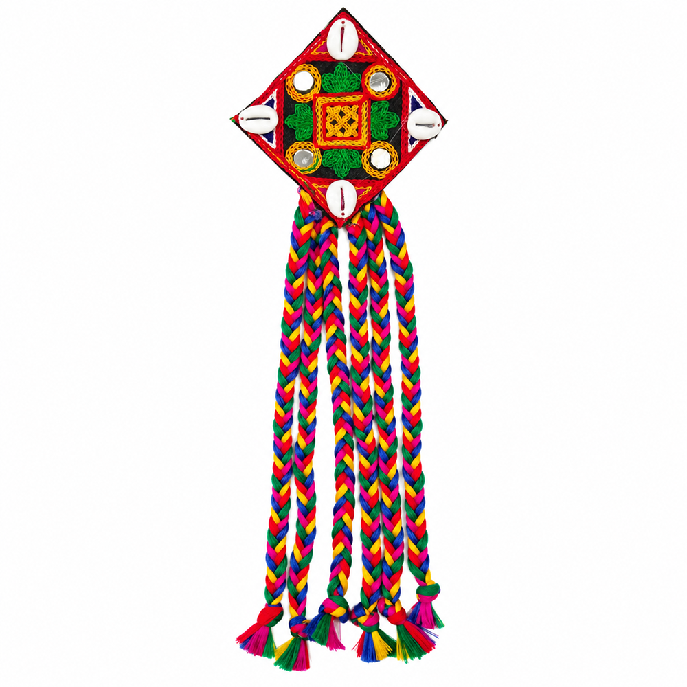 The99Jewel Handcrafted Multi-Color Navratri Hair Choti / Braid Paranda Mirror And Shell Work For Women & Girls