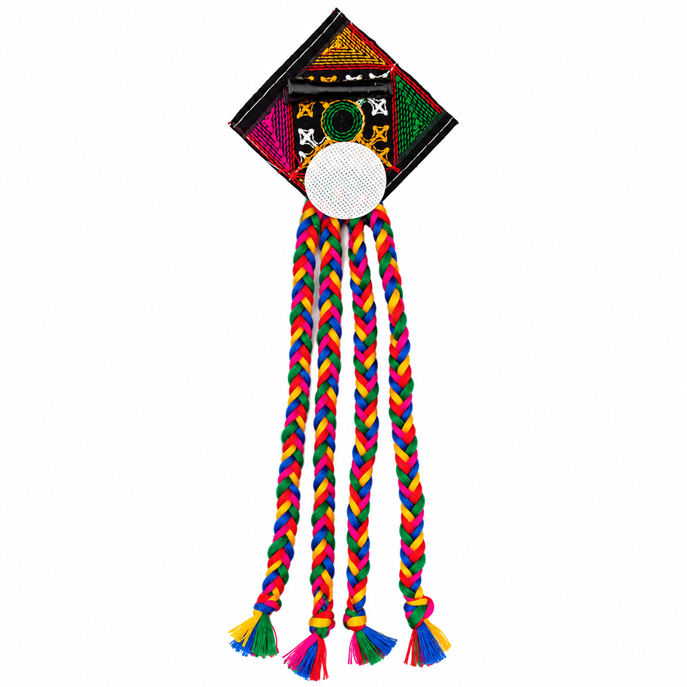 The99Jewel Handcrafted Multi-Color Navratri Hair Choti / Braid Paranda Mirror And Shell Work For Women & Girls