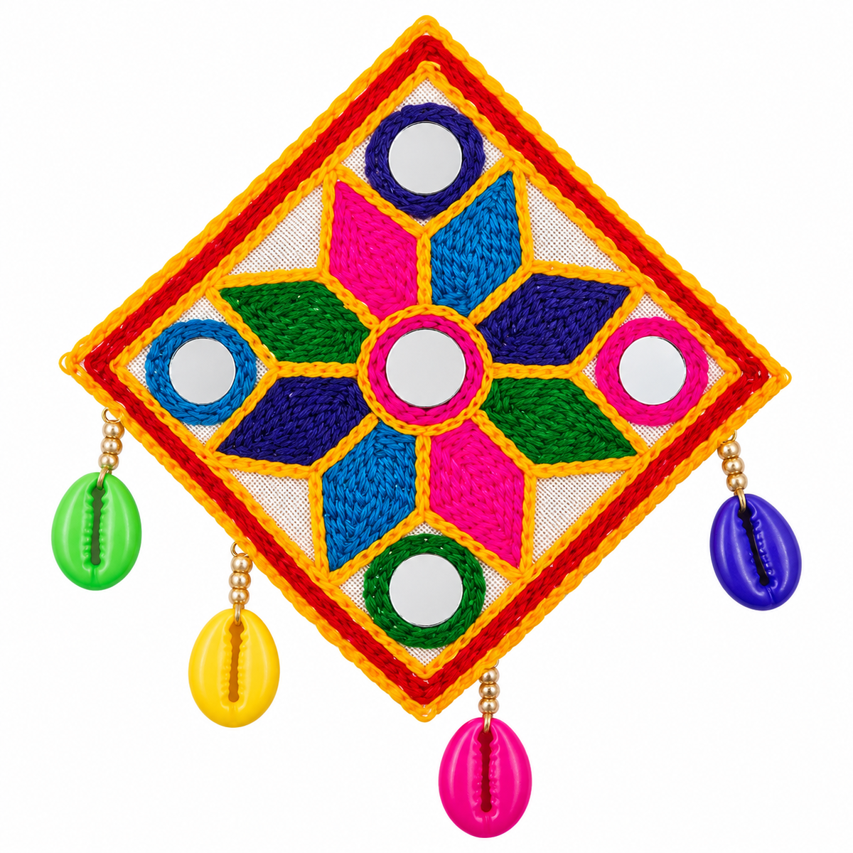 The99Jewel Garba Special Colourful Mirror & Colorful Shell Hair Clip for Women