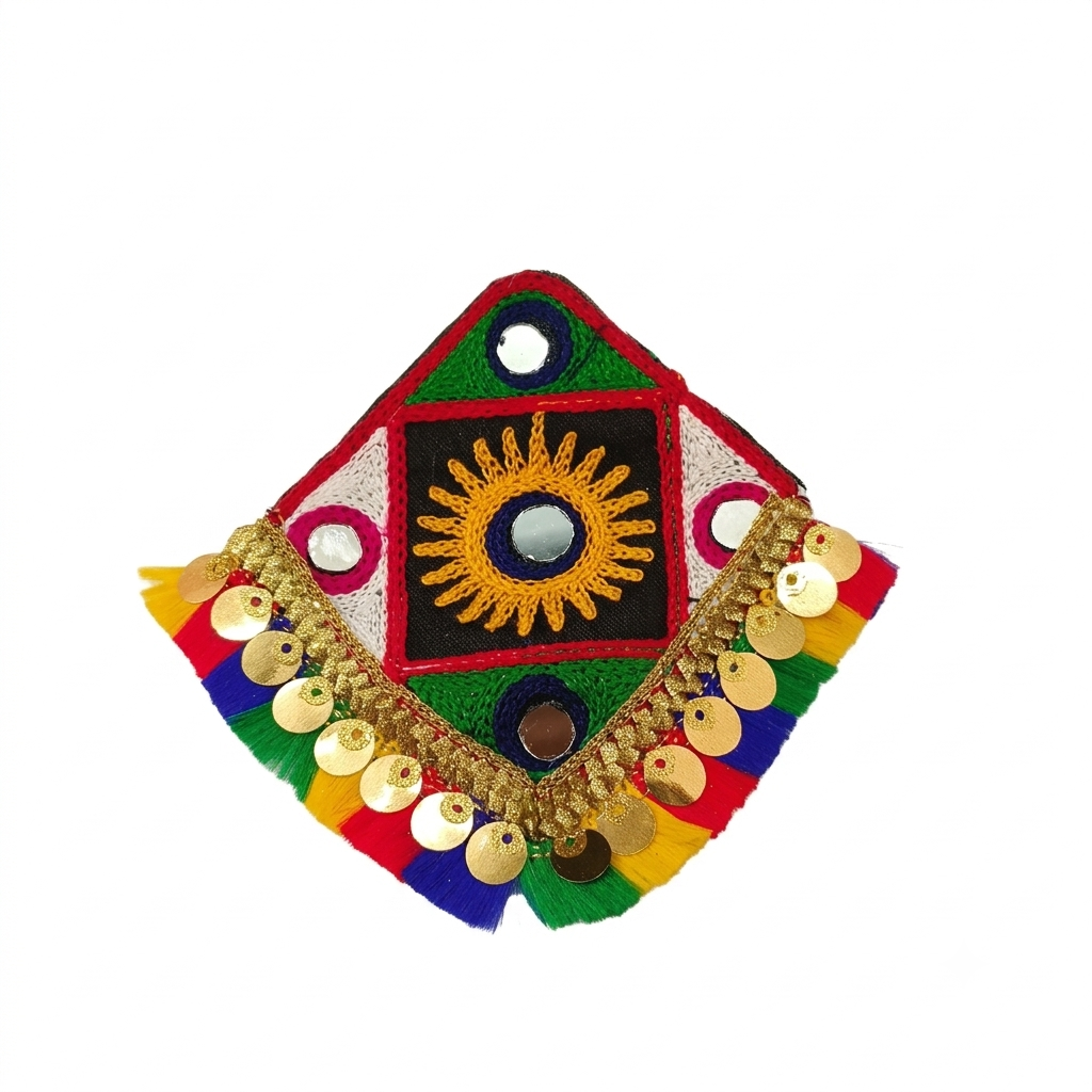 The99Jewel Garba Special Colourful Mirror & Colorful Tassel Hair Clip for Women