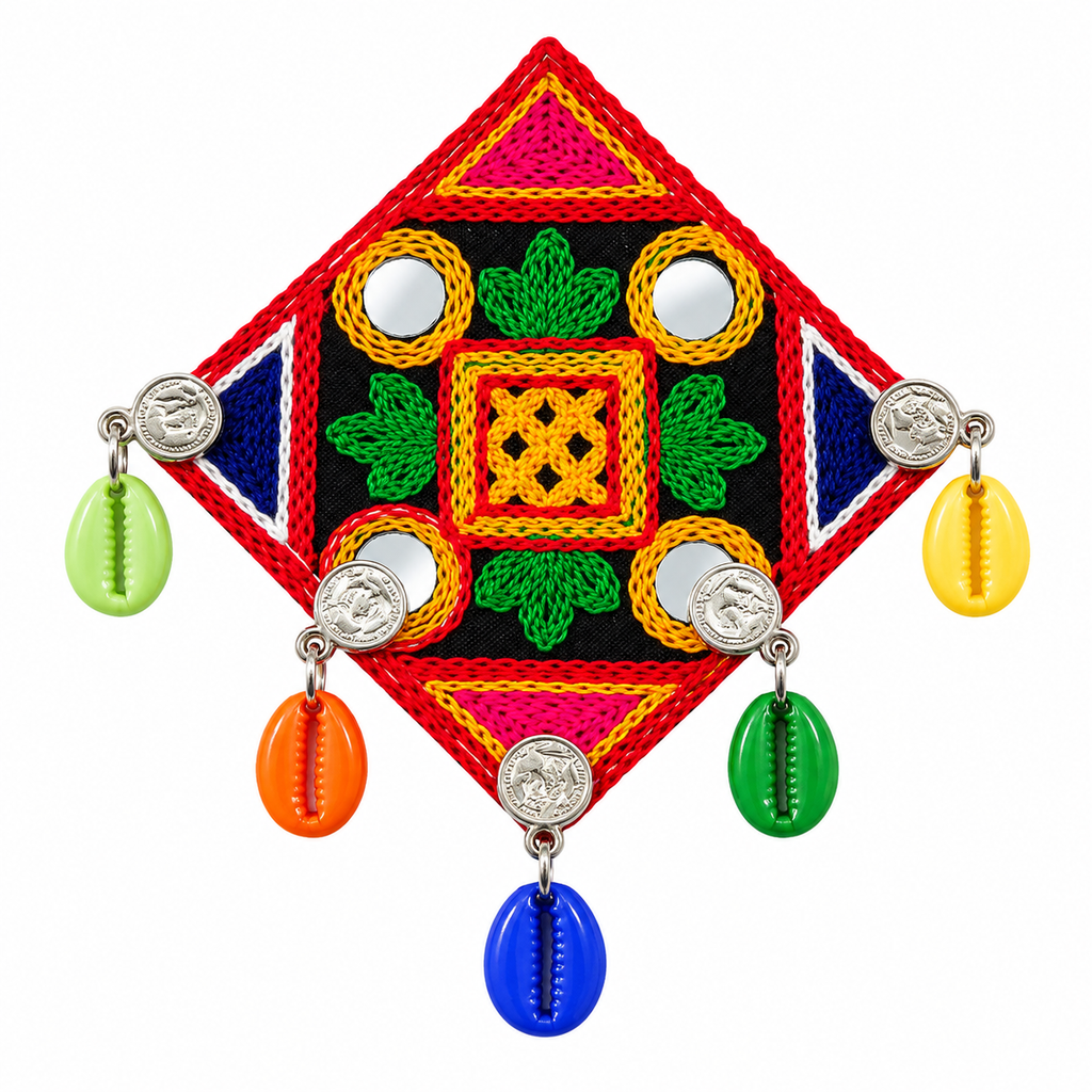 The99Jewel Garba Special Colourful Mirror & Colorful Shell Hair Clip for Women