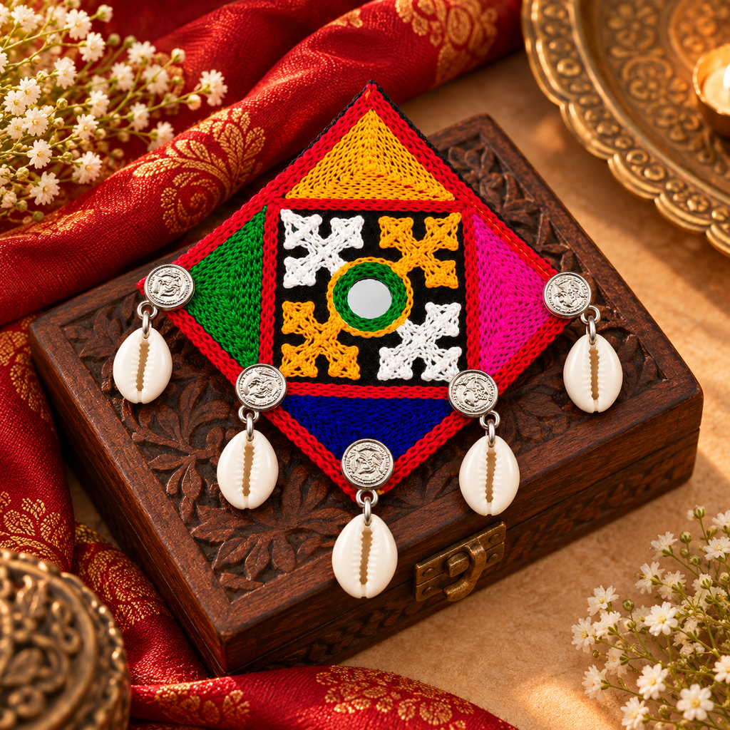 The99Jewel Garba Special Colourful Mirror & Shell and Charm  Hair Clip for Women