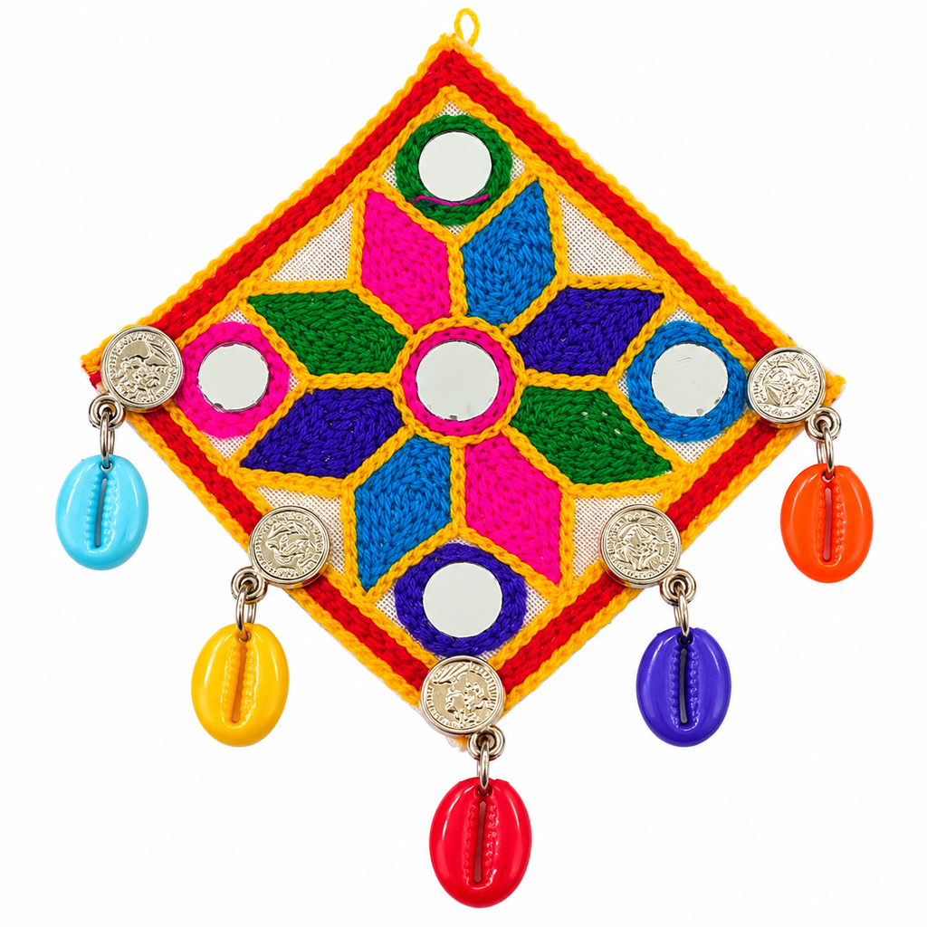 The99Jewel Garba Special Colourful Mirror & Shell and Charm  Hair Clip for Women