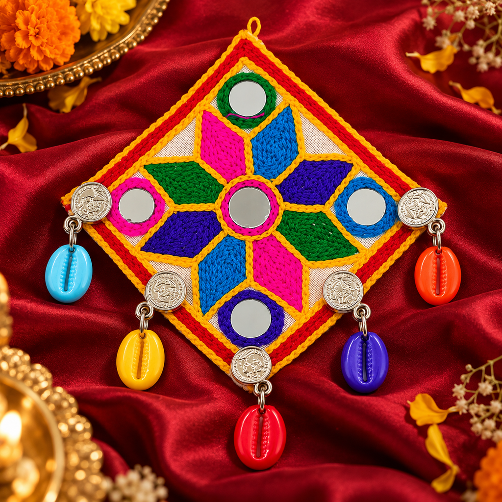 The99Jewel Garba Special Colourful Mirror & Shell and Charm  Hair Clip for Women