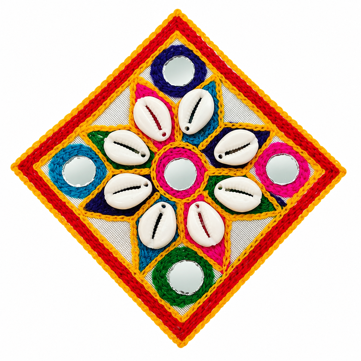 The99Jewel Garba Special Colourful Mirror & White Shell  Hair Clip for Women