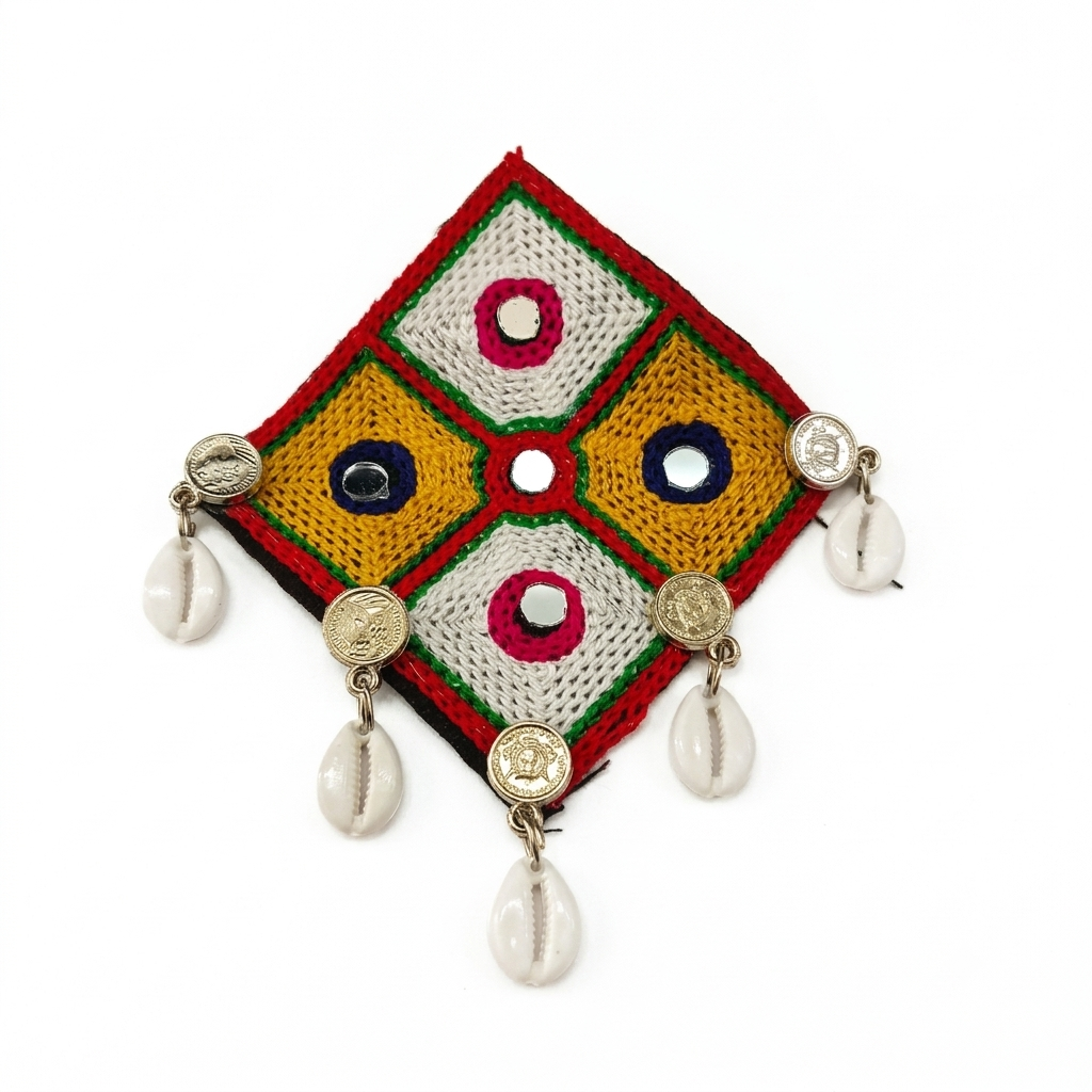 The99Jewel Garba Special Colourful Mirror & Shell and Charm  Hair Clip for Women