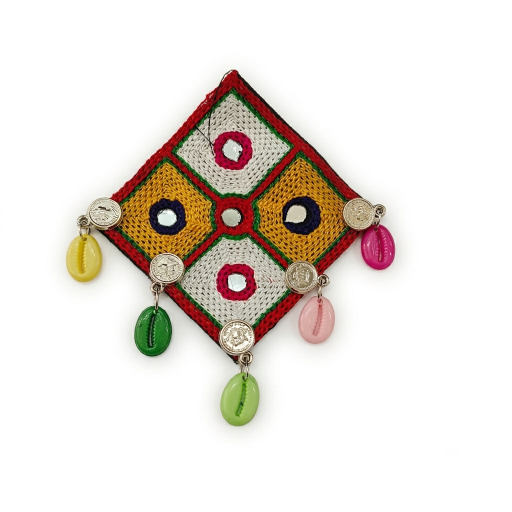 The99Jewel Garba Special Colourful Mirror & Shell and Charm  Hair Clip for Women
