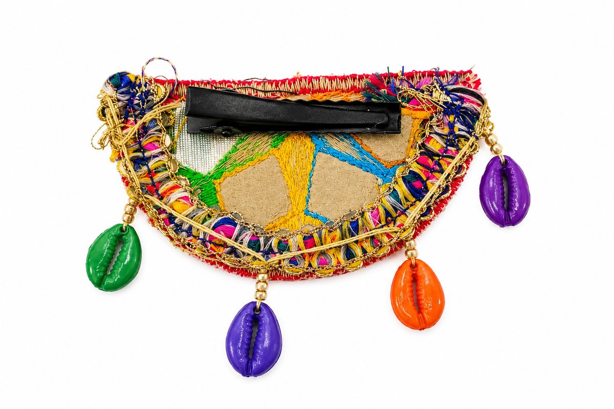 The99Jewel Garba Special Colourful Shell  & Mirror Hair Clip for Women