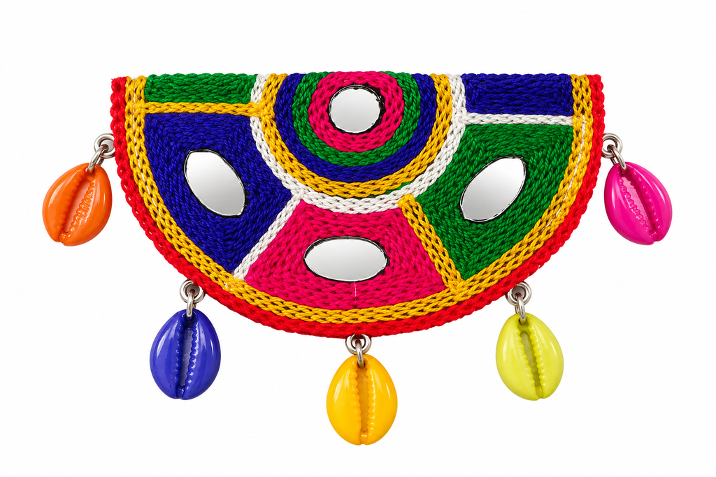 The99Jewel Garba Special Colourful Shell  & Mirror Hair Clip for Women