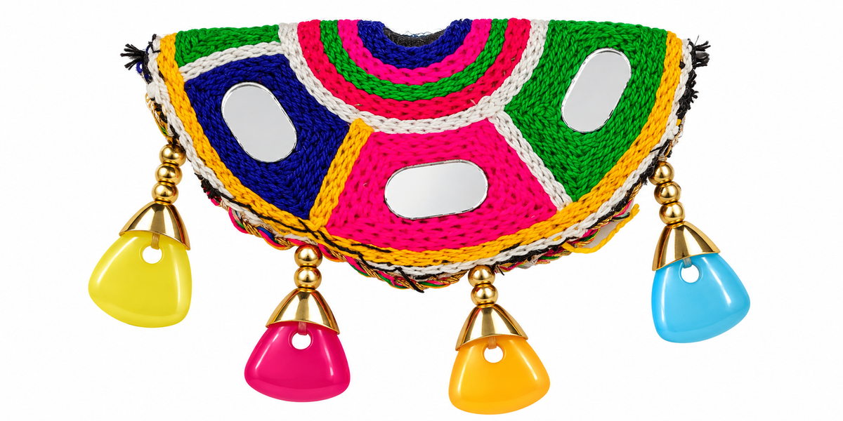 The99Jewel Garba Special Colourful Shell  & Mirror Hair Clip for Women