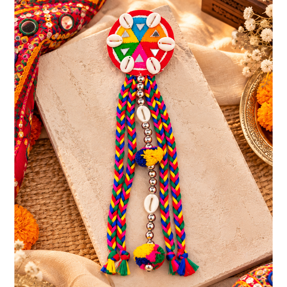 The99Jewel Handcrafted Multi-Color Hair Choti / Braid Paranda Mirror And Shell Work For Women & Girls