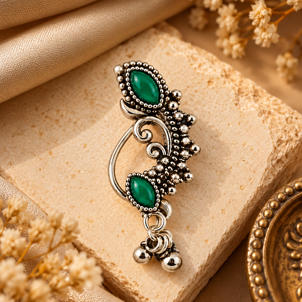 The99Jewel Traditional Designer Nose Pin | Oxidised Plated Ethnic Jewellery for Women