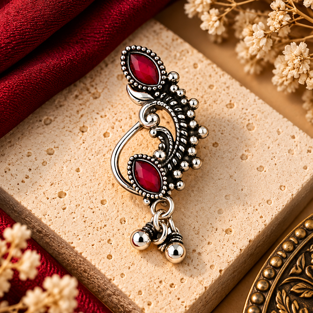 The99Jewel Traditional Designer Nose Pin | Oxidised Plated Ethnic Jewellery for Women