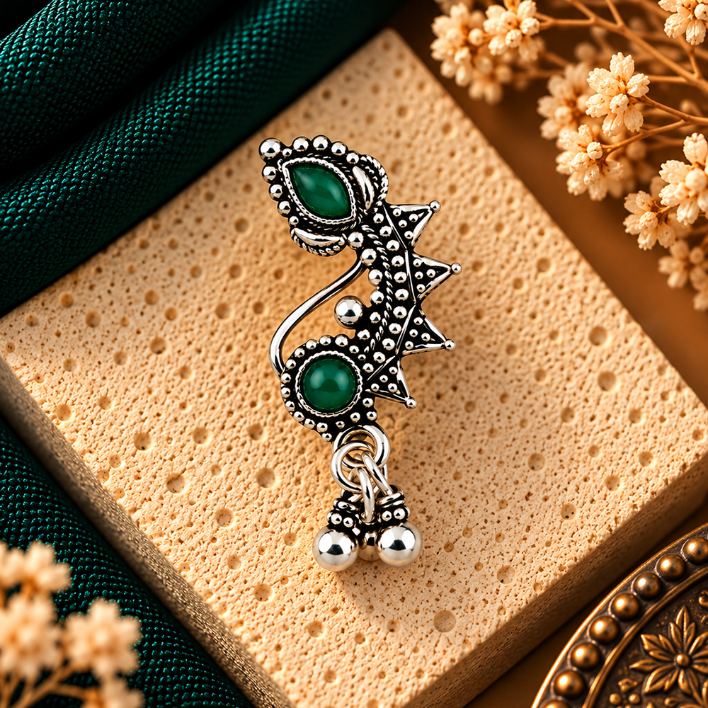 The99Jewel Traditional Designer Nose Pin | Oxidised Plated Ethnic Jewellery for Women