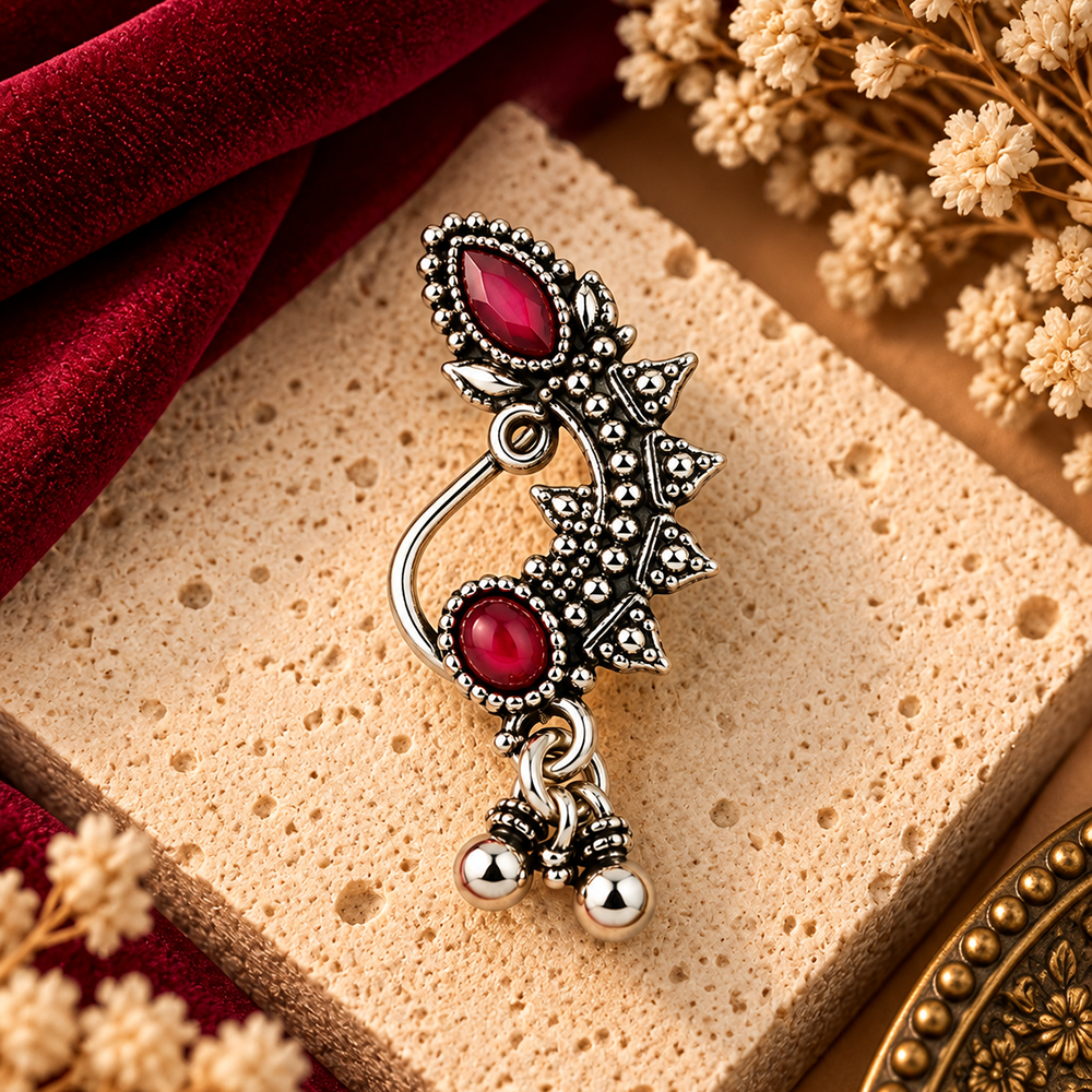 The99Jewel Traditional Designer Nose Pin | Oxidised Plated Ethnic Jewellery for Women
