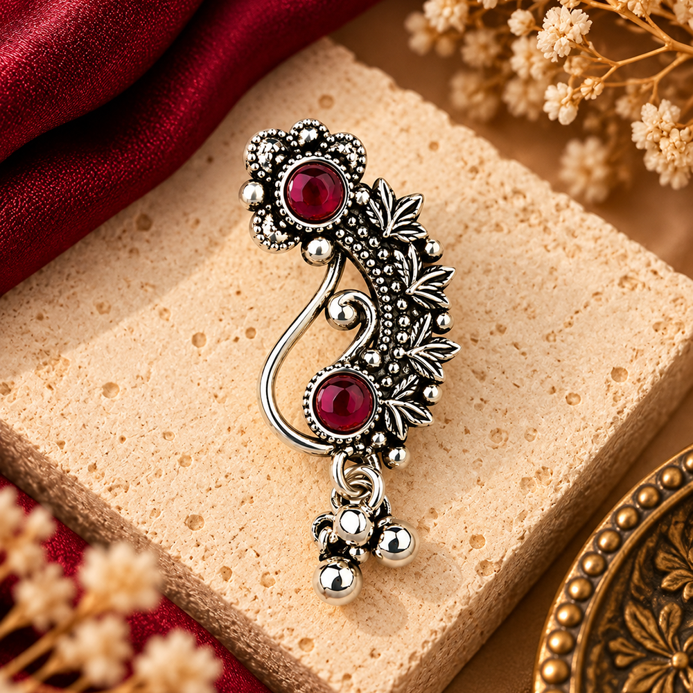 The99Jewel Designer Oxidised Nose Pin for Women | Elegant Ethnic Fashion Accessory