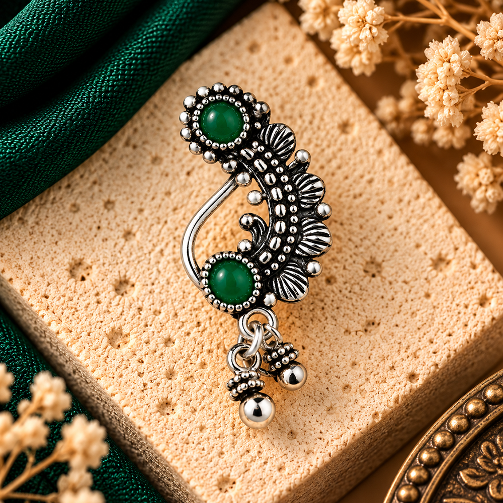 The99Jewel Graceful Oxidised Nose Pin | Trendy Traditional Jewellery for Women & Girls